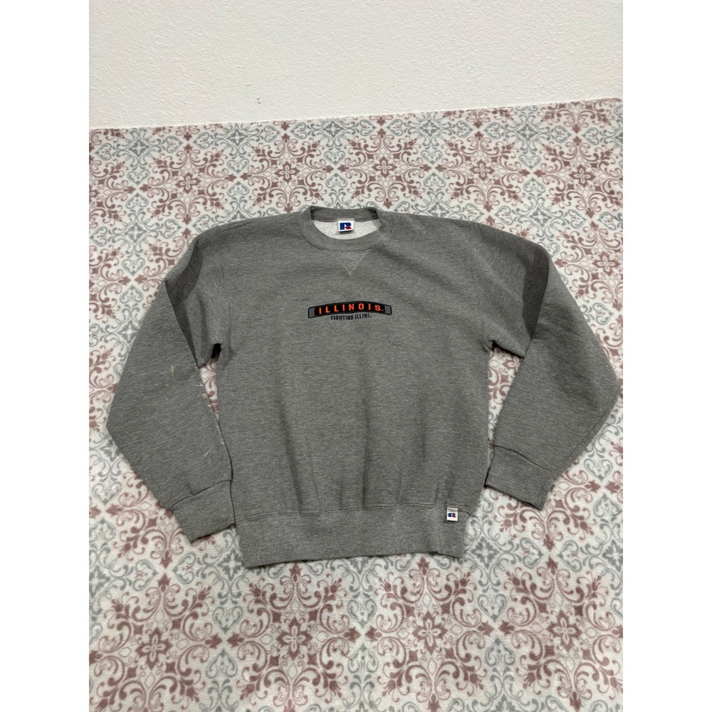 Vintage Russell Athletic Illinois Fighting Illini Sweatshirt Gray Small